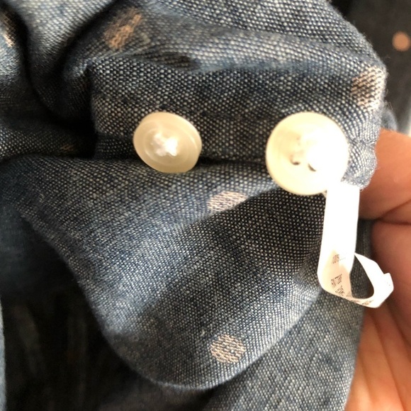 J.Crew Factory Chambray Polka Dot Button Down Top - Picture 5 of 8